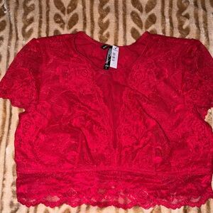 Torrid Red Lace Crop Blouse Short Sleeve and Panties